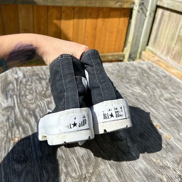 Platform Converse high top black white womans bleach splatter size 8 - Picture 5 of 9